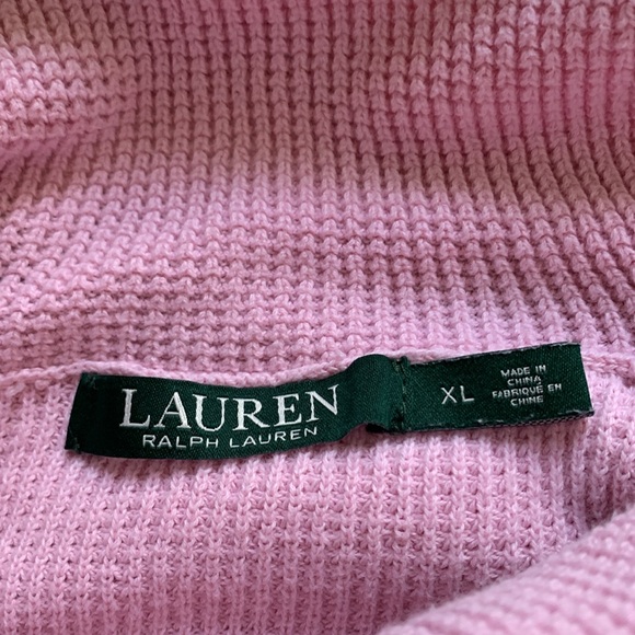 LAUREN by RALPH LAUREN cowl neck baby pink sweater, XL w/ brand new earrings - Picture 5 of 5